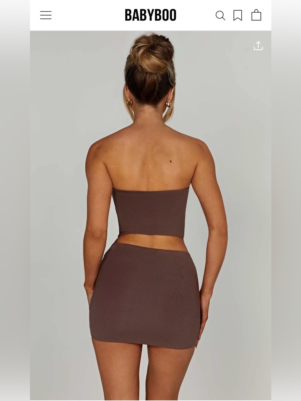🤎BABYBOO Brown Two-Piece Crop Top & Skirt Set XS top/S bottom - never worn !🤎 - Picture 5 of 8